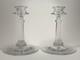 Vintage 1950s Large Etched Manganese Glass Candlestick Pair