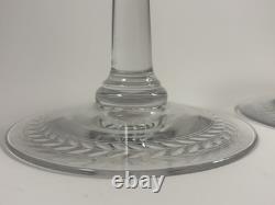Vintage 1950s Large Etched Manganese Glass Candlestick Pair