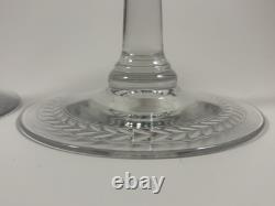 Vintage 1950s Large Etched Manganese Glass Candlestick Pair