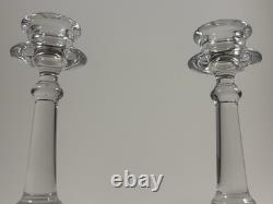 Vintage 1950s Large Etched Manganese Glass Candlestick Pair