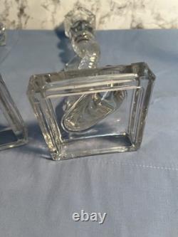 Vintage 1950s Pair Clear Pressed Glass Koi Fish Candlestick Holders