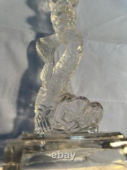Vintage 1950s Pair Clear Pressed Glass Koi Fish Candlestick Holders