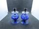 Vintage 1960's Erik Hoglund Mcm Blue Glass & Iron Candle Holders Set Of 2
