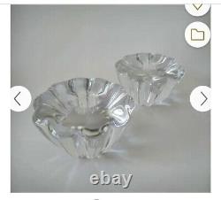 Vintage 1965 Orrefors Swedish Crystal Candle Holder, Clear Set Of 2