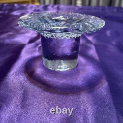 Vintage 1980's Blenko Ice Glass Mushroom Candle Holders Light Aqua Blue Set Of 3