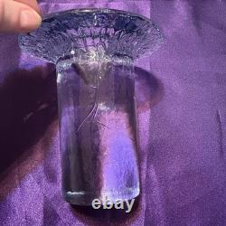 Vintage 1980's Blenko Ice Glass Mushroom Candle Holders Light Aqua Blue Set Of 3