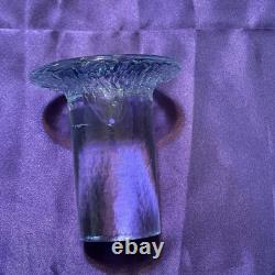 Vintage 1980's Blenko Ice Glass Mushroom Candle Holders Light Aqua Blue Set Of 3