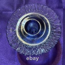 Vintage 1980's Blenko Ice Glass Mushroom Candle Holders Light Aqua Blue Set Of 3