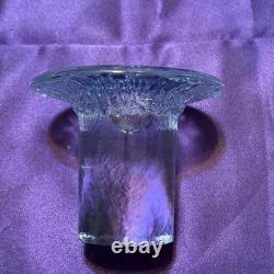 Vintage 1980's Blenko Ice Glass Mushroom Candle Holders Light Aqua Blue Set Of 3