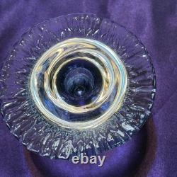 Vintage 1980's Blenko Ice Glass Mushroom Candle Holders Light Aqua Blue Set Of 3