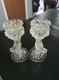 Vintage 2 Hofbauer Crystal Candle Holders W Etched Frosted Winged Bird Stems 7