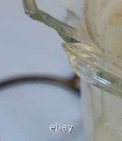 Vintage 3 Hanging Votive Candle Holder Lantern Rot iron Heavy Stand Thick Glass