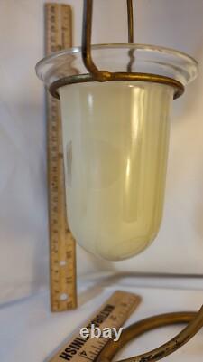 Vintage 3 Hanging Votive Candle Holder Lantern Rot iron Heavy Stand Thick Glass