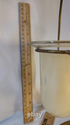 Vintage 3 Hanging Votive Candle Holder Lantern Rot iron Heavy Stand Thick Glass