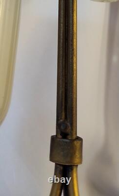 Vintage 3 Hanging Votive Candle Holder Lantern Rot iron Heavy Stand Thick Glass