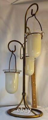 Vintage 3 Hanging Votive Candle Holder Lantern Rot iron Heavy Stand Thick Glass Vintage 3 Hanging Votive Candle Holder Lantern Rot iron Heavy Stand Thick Glass