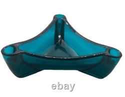 Vintage 60s Blue Viking Bluenique Triangular Candle Holder Centerpiece RARE