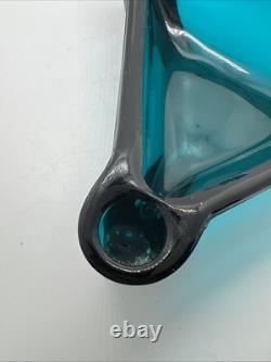 Vintage 60s Blue Viking Bluenique Triangular Candle Holder Centerpiece RARE