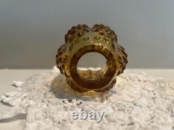 Vintage Amber Hobnail Fairy Lamp Glass Candle Holder Retro Mid-Century 4.5in