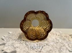 Vintage Amber Hobnail Fairy Lamp Glass Candle Holder Retro Mid-Century 4.5in