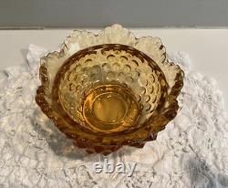 Vintage Amber Hobnail Fairy Lamp Glass Candle Holder Retro Mid-Century 4.5in