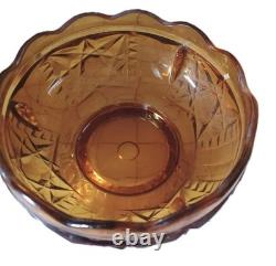 Vintage Amber Indian Glass Candle Holder 1980's