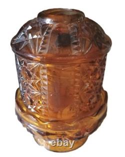 Vintage Amber Indian Glass Candle Holder 1980's
