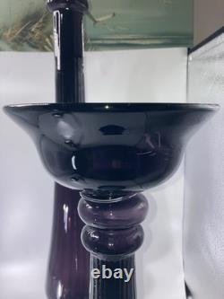 Vintage Amethyst Purple Glass Baluster Candle Holders Set 2 Excellent 27/16.5