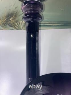 Vintage Amethyst Purple Glass Baluster Candle Holders Set 2 Excellent 27/16.5