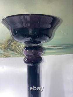 Vintage Amethyst Purple Glass Baluster Candle Holders Set 2 Excellent 27/16.5