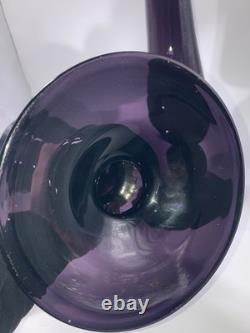 Vintage Amethyst Purple Glass Baluster Candle Holders Set 2 Excellent 27/16.5