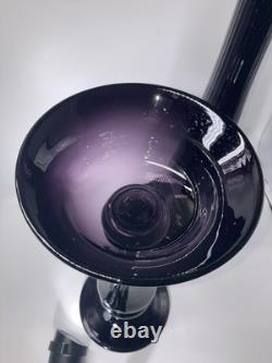 Vintage Amethyst Purple Glass Baluster Candle Holders Set 2 Excellent 27/16.5
