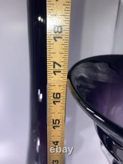 Vintage Amethyst Purple Glass Baluster Candle Holders Set 2 Excellent 27/16.5