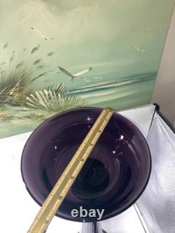 Vintage Amethyst Purple Glass Baluster Candle Holders Set 2 Excellent 27/16.5