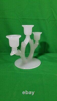 Vintage Antique Beaumont glass candlesticks Candle holders Set Opaque Beautiful