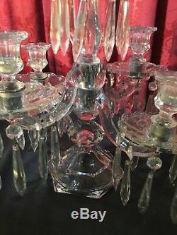 Vintage Antique Cambridge Heisey Baccarat Era 5 Light Art Glass Prism Candelabra