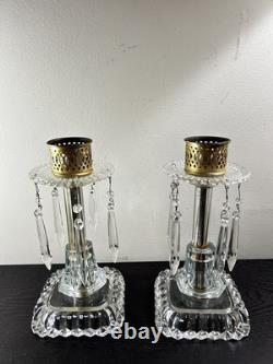 Vintage Antique Glass Boudoir Candle Holders