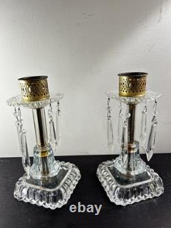 Vintage Antique Glass Boudoir Candle Holders