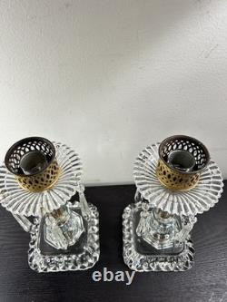 Vintage Antique Glass Boudoir Candle Holders
