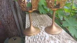 Vintage Antique Glass Cabochon Candle Holders