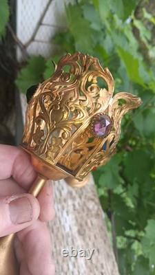 Vintage Antique Glass Cabochon Candle Holders
