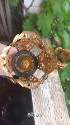 Vintage Antique Glass Cabochon Candle Holders