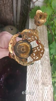 Vintage Antique Glass Cabochon Candle Holders