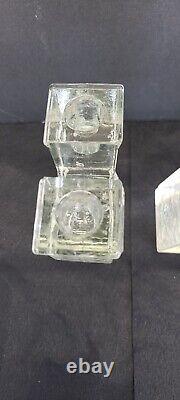 Vintage Art Glass Ice Cube Candle Holders Candlestick Dansk Mid Century Modern