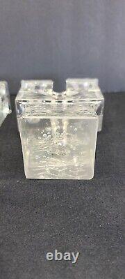 Vintage Art Glass Ice Cube Candle Holders Candlestick Dansk Mid Century Modern