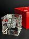 Vintage Baccarat France Crystal Cube Art Glass Votive Candle Holder With Box