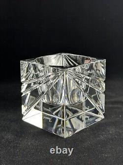 Vintage Baccarat France Crystal Cube Art Glass Votive Candle Holder with Box