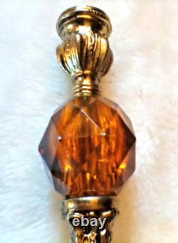 Vintage Baroque Metal Amber Lucite Candle Holders Large Glass Voltive Pair MCM