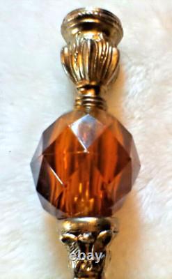 Vintage Baroque Metal Amber Lucite Candle Holders Large Glass Voltive Pair MCM