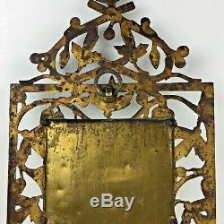 Vintage Beveled Glass Mirror Sconce Brass Candle Holders Décor Art Nouveau Gift